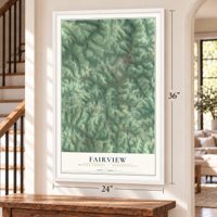 Fairview, Butler County, Pennsylvania map, 24 x 36 inch print in a white frame by a staircase