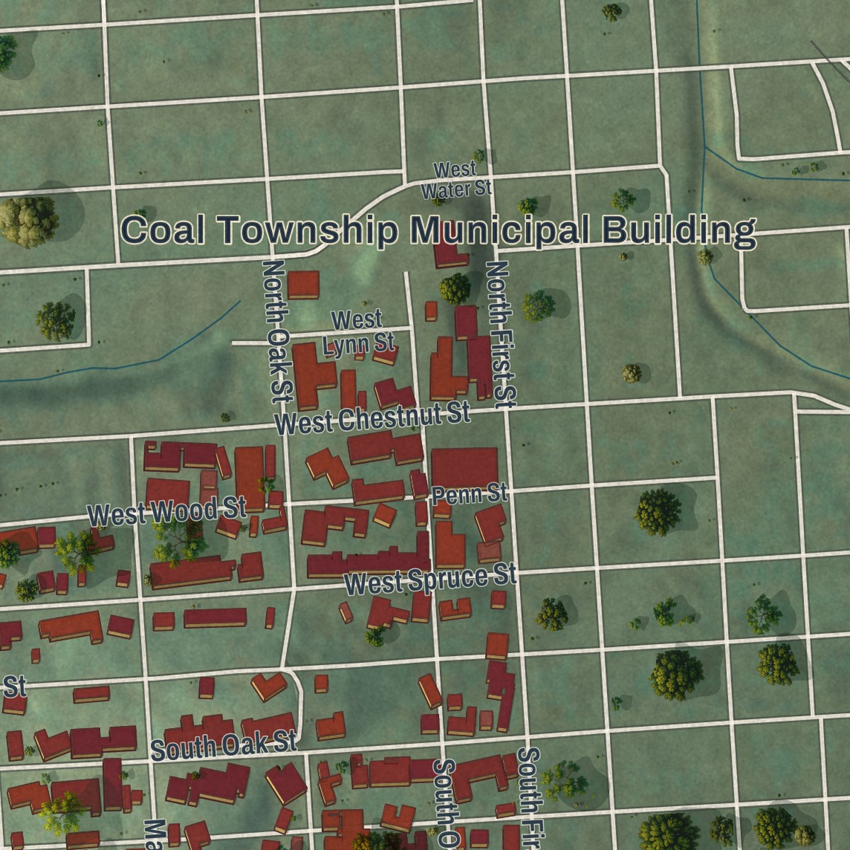 Second close-up of the map of Fairview-Ferndale, Pennsylvania print showing more streets and buildings