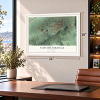 Fairview-Ferndale, Pennsylvania map, 18 x 24 inch print in a white frame in a home office