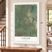 Fairview, Franklin County, Pennsylvania map, 24 x 36 inch print in a white frame by a staircase