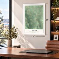 Fairview, Mercer County, Pennsylvania map, 18 x 24 inch print in a white frame in a home office