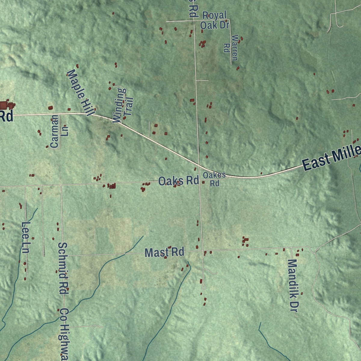 Second close-up of the map of Fairview, Michigan print showing more streets and buildings