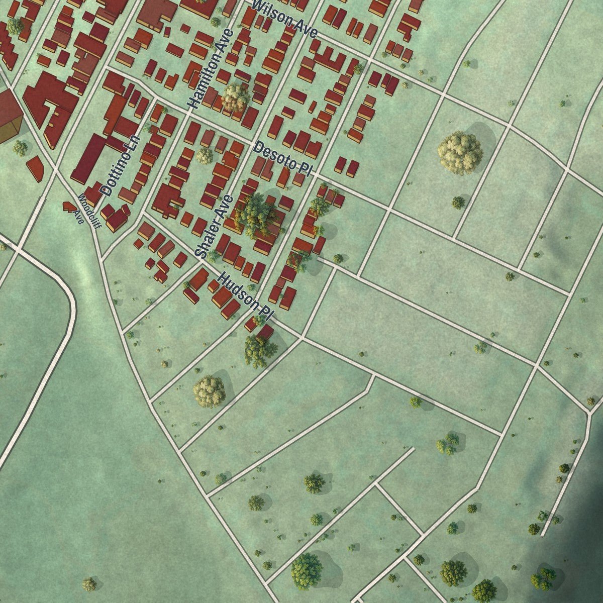 Second close-up of the map of Fairview, New Jersey print showing more streets and buildings