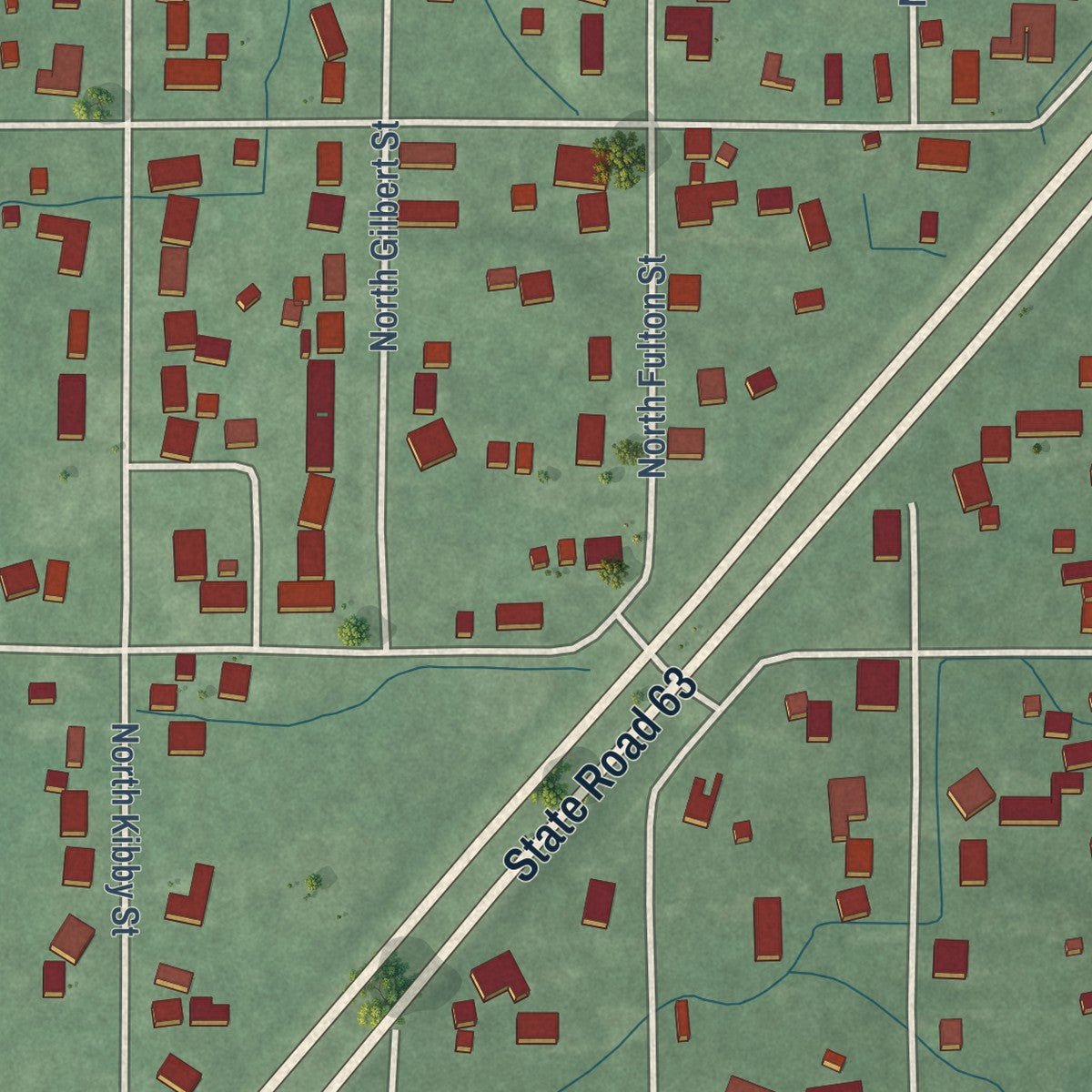 Second close-up of the map of Fairview Park, Indiana print showing more streets and buildings