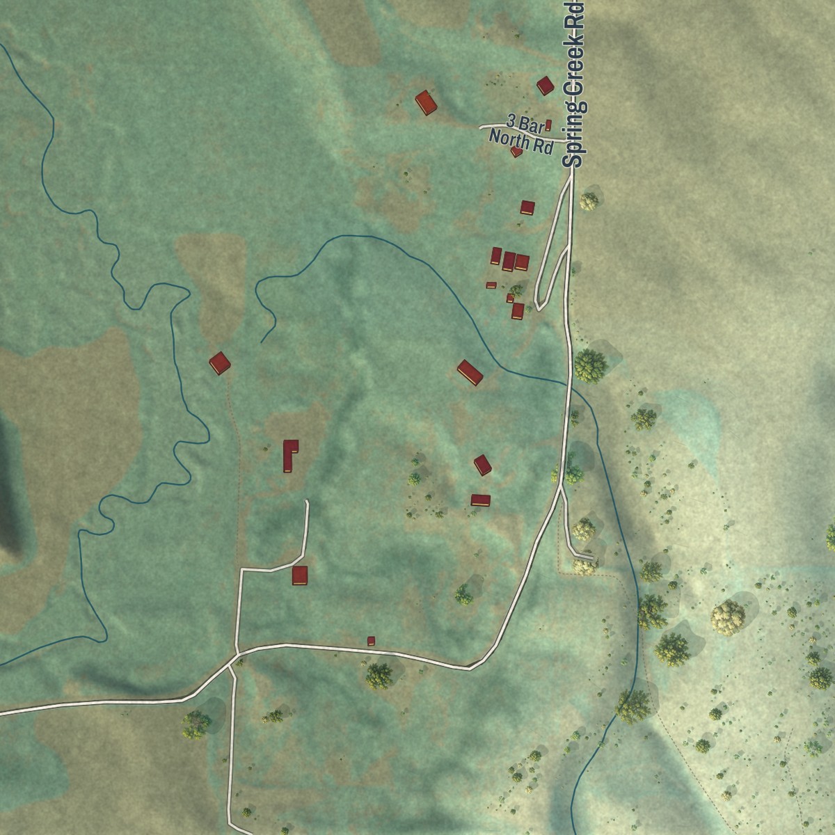 Second close-up of the map of Fairview, Wyoming print showing more streets and buildings