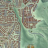 Second close-up of the map of Fairwood, Washington print showing more streets and buildings