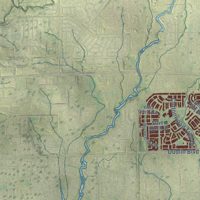 Second close-up of the map of Falcon, Colorado print showing more streets and buildings