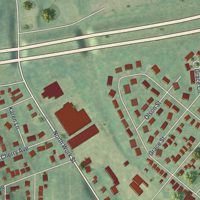Second close-up of the map of Falconer, New York print showing more streets and buildings