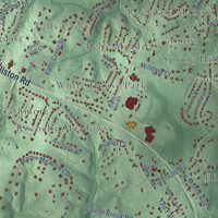 Second close-up of the map of Fallston, Maryland print showing more streets and buildings