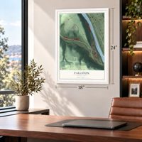 Fallston, Pennsylvania map, 18 x 24 inch print in a white frame in a home office