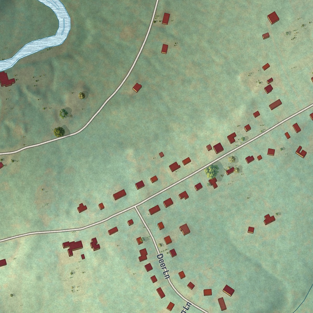 Second close-up of the map of Falmouth, Pennsylvania print showing more streets and buildings