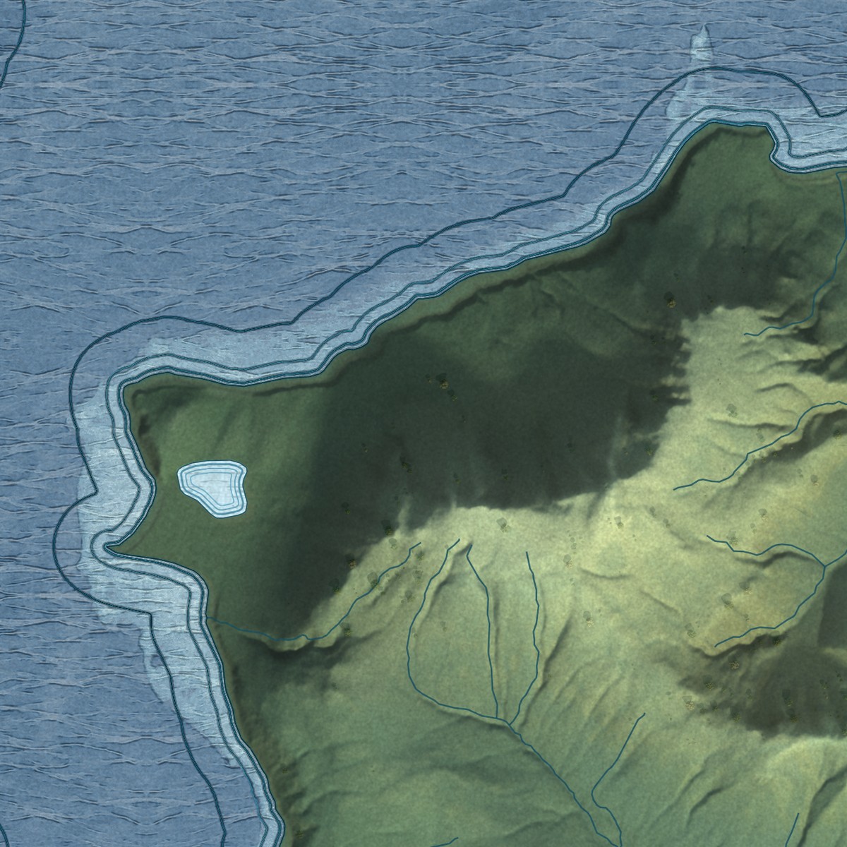 Second close-up of the map of False Pass, Alaska print showing more streets and buildings