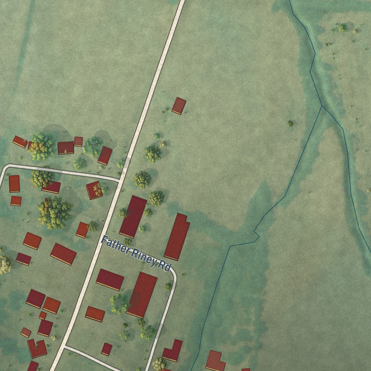 Second close-up of the map of Fancy Farm, Kentucky print showing more streets and buildings