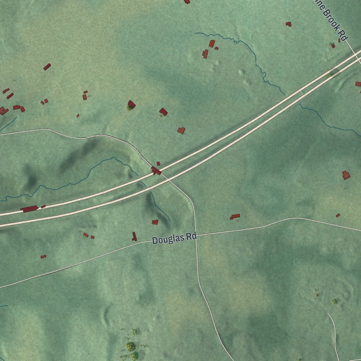Second close-up of the map of Far Hills, New Jersey print showing more streets and buildings