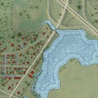 Second close-up of the map of Farmer City, Illinois print showing more streets and buildings