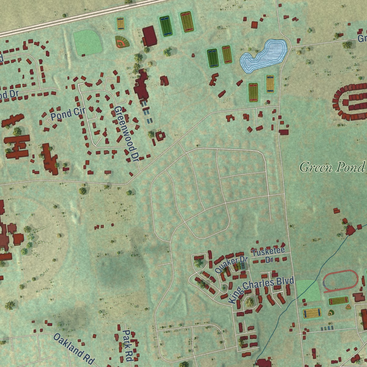 Second close-up of the map of Farmersville, Northampton County, Pennsylvania print showing more streets and buildings