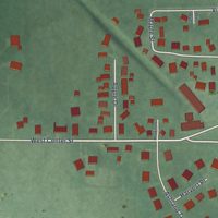Second close-up of the map of Farmersville, Ohio print showing more streets and buildings