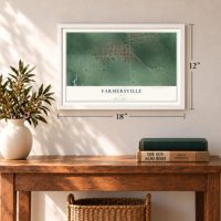 Farmersville, Ohio map, 12 x 18 inch print in a white frame in an entryway