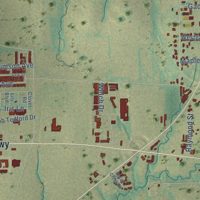 Second close-up of the map of Farmersville, Texas print showing more streets and buildings