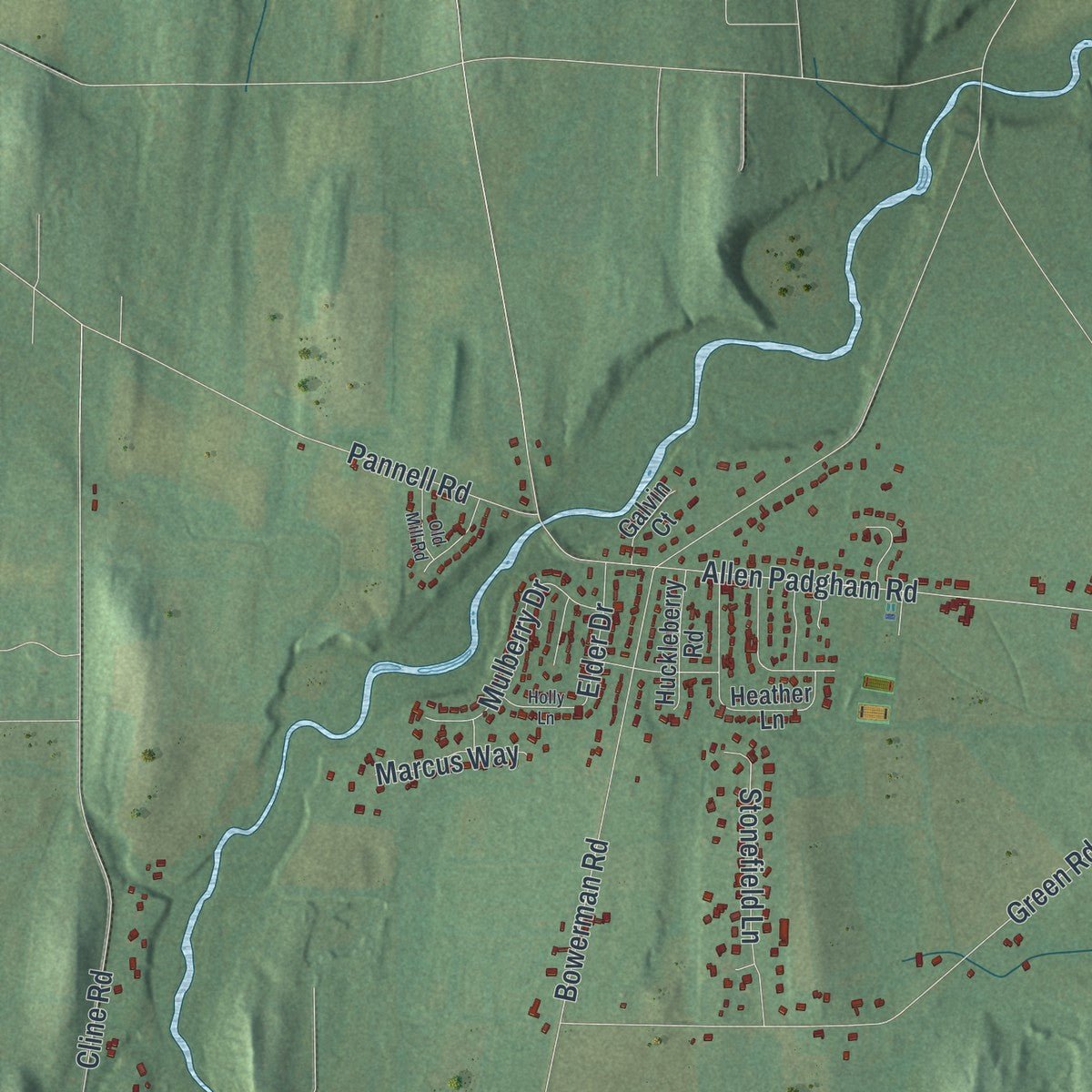 Second close-up of the map of Farmington, New York print showing more streets and buildings