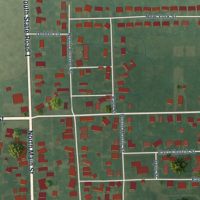 Second close-up of the map of Farmland, Indiana print showing more streets and buildings