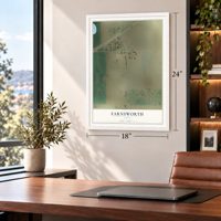Farnsworth, Texas map, 18 x 24 inch print in a white frame in a home office