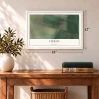 Farrell, Mississippi map, 12 x 18 inch print in a white frame in an entryway