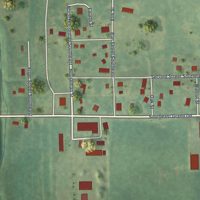 Second close-up of the map of Faucett, Missouri print showing more streets and buildings