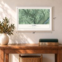 Fawn, Allegheny County, Pennsylvania map, 12 x 18 inch print in a white frame in an entryway