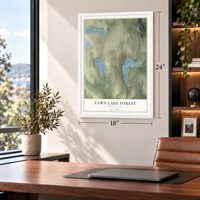 Fawn Lake Forest, Pennsylvania map, 18 x 24 inch print in a white frame in a home office