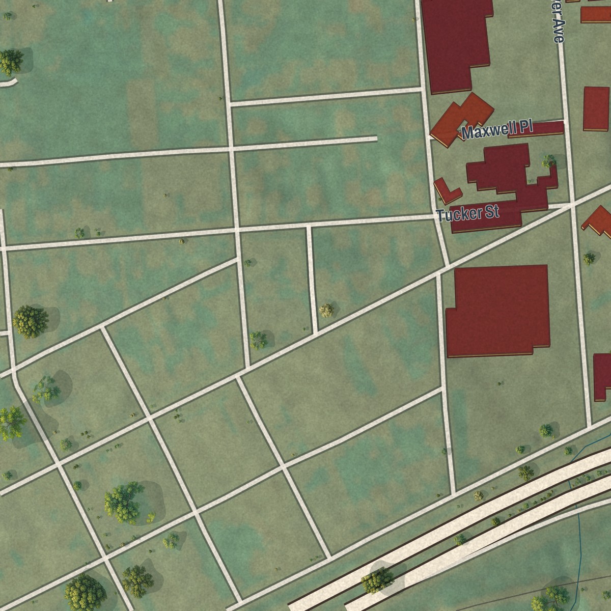 Second close-up of the map of Faxon, Pennsylvania print showing more streets and buildings