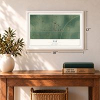 Fay, Oklahoma map, 12 x 18 inch print in a white frame in an entryway
