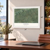 Fayette, Pennsylvania map, 18 x 24 inch print in a white frame in a home office