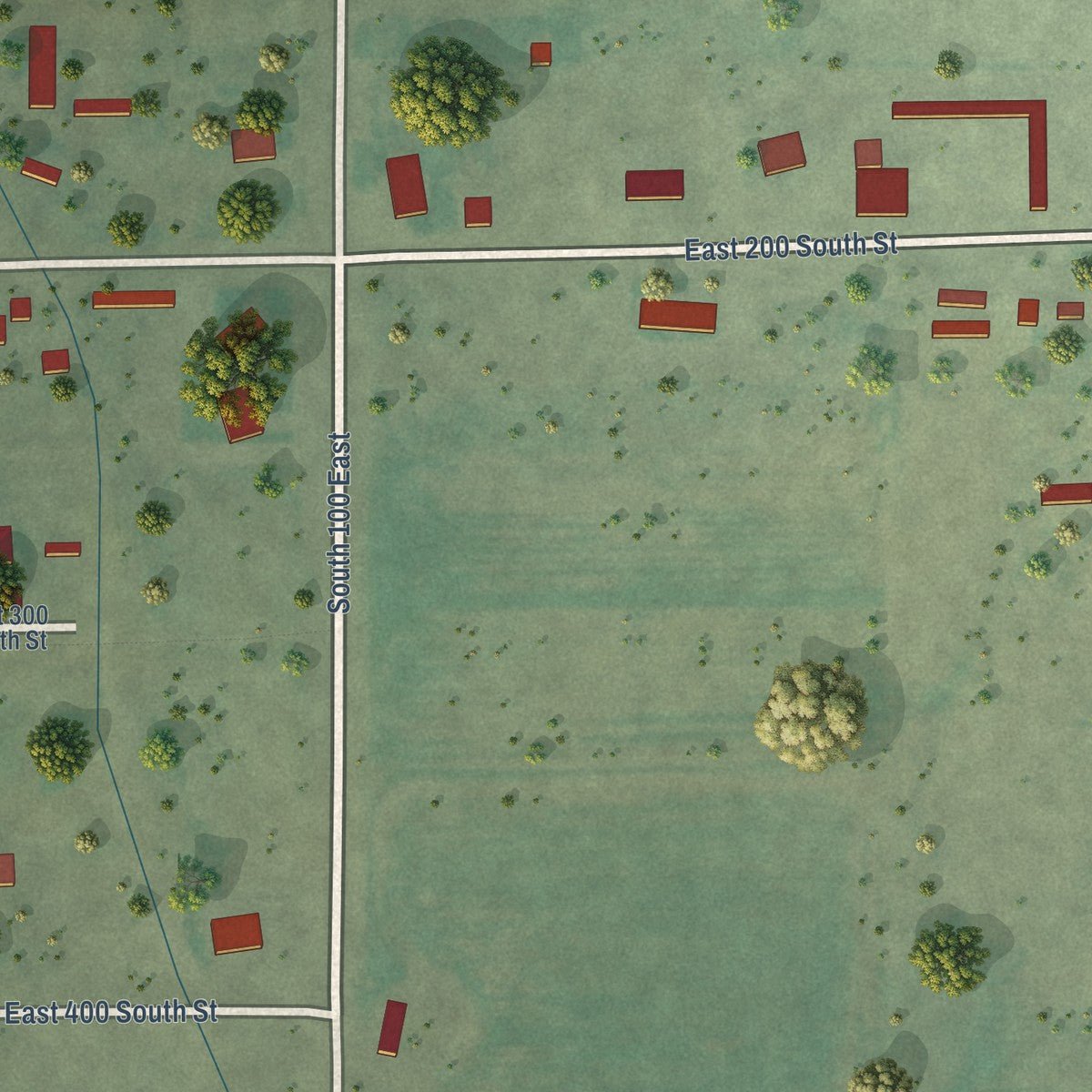 Second close-up of the map of Fayette, Utah print showing more streets and buildings