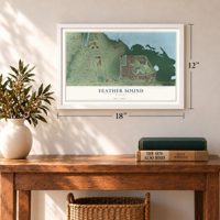 Feather Sound, Florida map, 12 x 18 inch print in a white frame in an entryway
