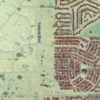 Second close-up of the map of Federal Heights, Colorado print showing more streets and buildings