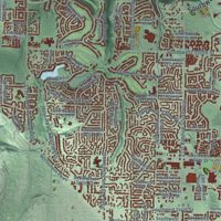 Second close-up of the map of Federal Way, Washington print showing more streets and buildings