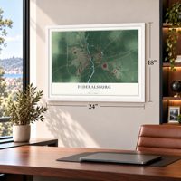 Federalsburg, Maryland map, 18 x 24 inch print in a white frame in a home office