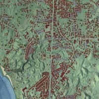 Second close-up of the map of Feliciano, Puerto Rico print showing more streets and buildings