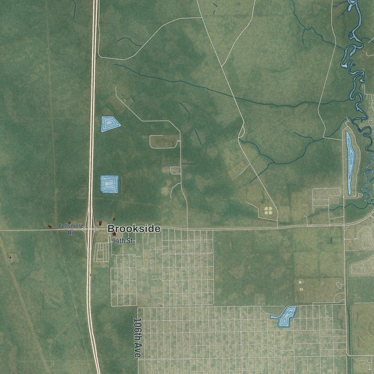 Second close-up of the map of Fellsmere, Florida print showing more streets and buildings