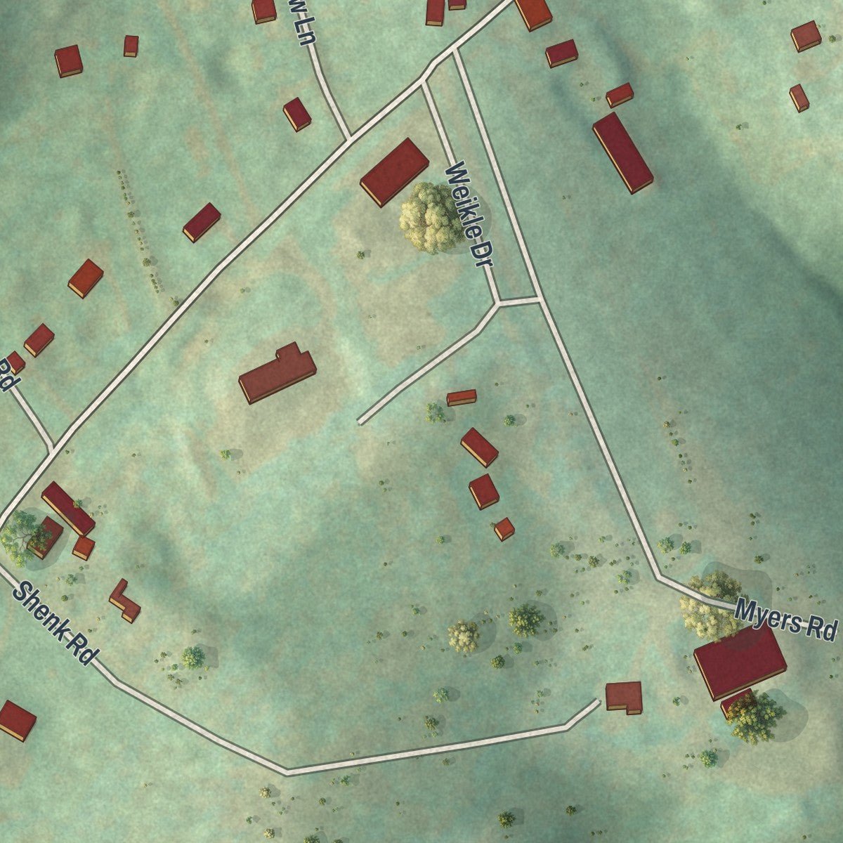 Second close-up of the map of Felton, Pennsylvania print showing more streets and buildings