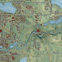 Second close-up of the map of Fergus Falls, Minnesota print showing more streets and buildings