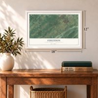 Ferguson, Centre County, Pennsylvania map, 12 x 18 inch print in a white frame in an entryway