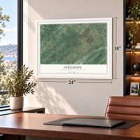 Ferguson, Centre County, Pennsylvania map, 18 x 24 inch print in a white frame in a home office