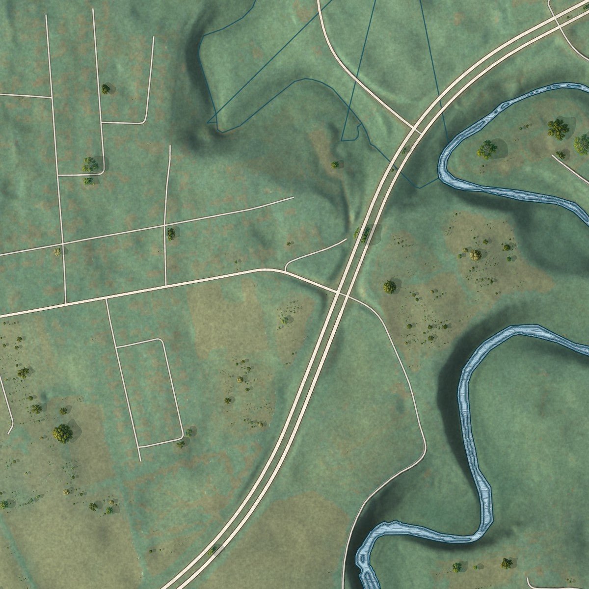 Second close-up of the map of Ferguson, Kentucky print showing more streets and buildings