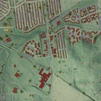 Second close-up of the map of Ferguson, Missouri print showing more streets and buildings