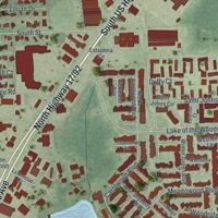 Second close-up of the map of Fern Park, Florida print showing more streets and buildings