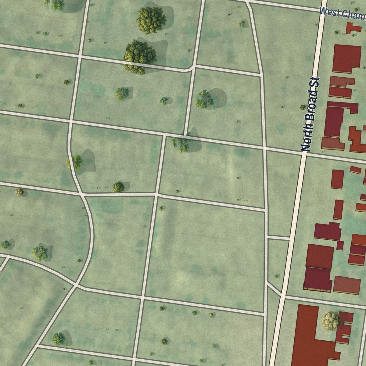 Second close-up of the map of Fern Rock, Pennsylvania print showing more streets and buildings