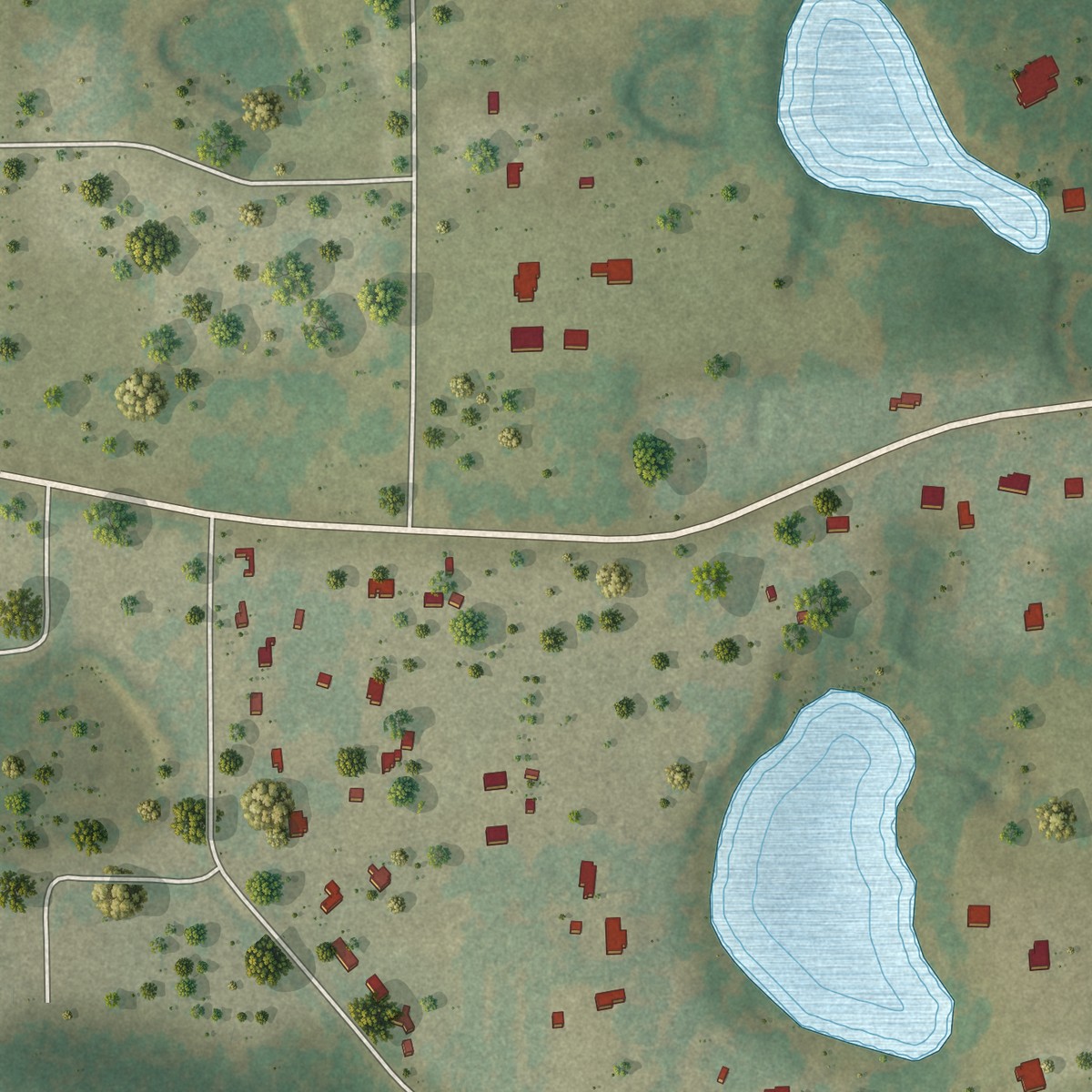 Second close-up of the map of Ferndale, Florida print showing more streets and buildings