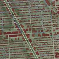 Second close-up of the map of Ferndale, Michigan print showing more streets and buildings